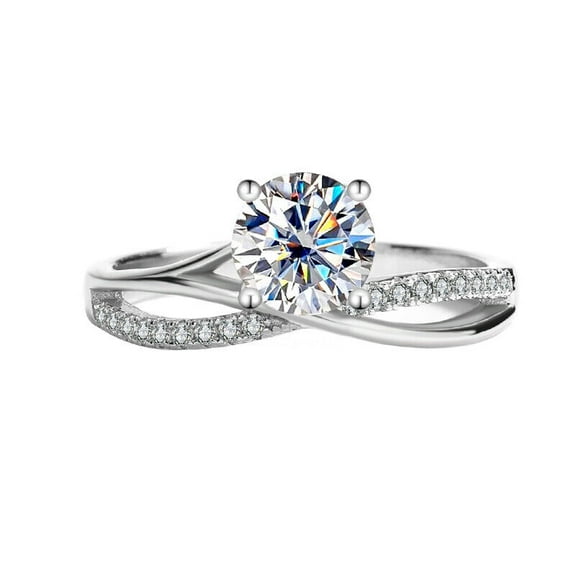 Swiral Bridal Engagement Ring For Velantine Gift 1.9 Ct Diamond 14K White Gold Over