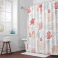 thumbnail image 3 of Summer Ocean Bathroom Shower Curtain, Creature Sea Turtle Coral and Shell Red Waterproof Washable Soft Bath Curtain for Bathtub Decor with 12 Hooks&Grommet, 48x72 Inch, 3 of 9