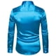 thumbnail image 5 of Minnieouse Camisa satinada lisa para hombre Casual Slim Fit - Grande y de secado rápido para cualquier ocasión Camisa para hombre Formal de Camisetas azul SG, 5 of 6