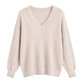 thumbnail image 7 of Horkkom Sweaters for Women V Neck Pullover Sweaters Casual Loose Solid Color Trendy Fall Sweaters L, Gifts for Women, 7 of 7