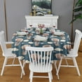 thumbnail image 2 of Blue Background Football Hot Air Balloons Pattern Round Tablecloth 60"x60",Wrinkle Wipeable Table Cloth for Kitchen Dining Room Picnic Patio Party, 2 of 6