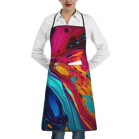 

Gaeub Colorful Abstract Swirls Kitchen Cooking Aprons Adjustable Bib Apron Waterdrop and Oil Resistant Kitchen Chef Apron for Women Men