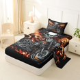 thumbnail image 2 of Castle Fairy Skull Motorcycle Twin Sheet Sets 3pcs for Adults, Flame Print Bedding for Bedroom, Black Red, 2 of 6
