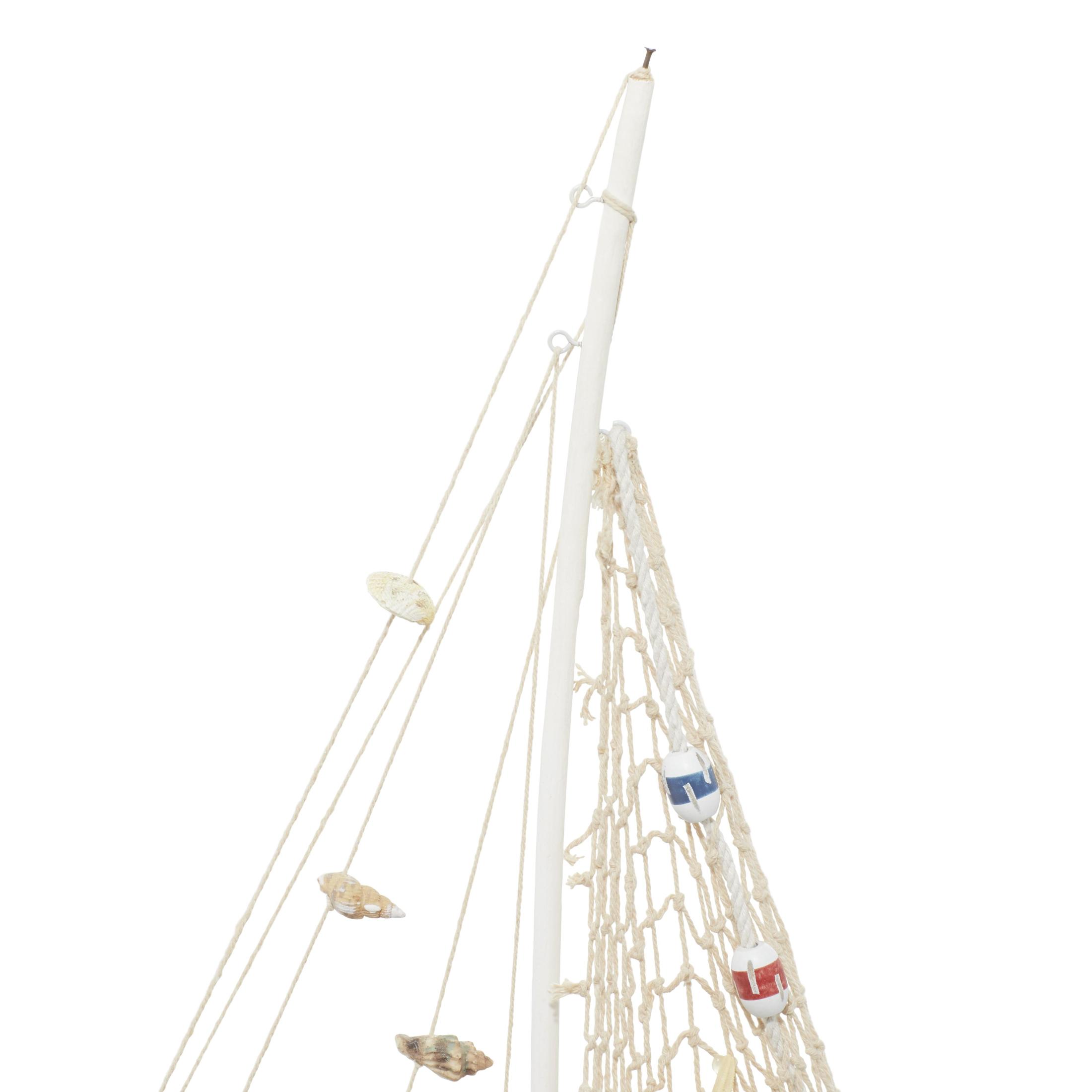22"H, 13"W White Wood Handmade Sail Boat Sculpture, by DecMode (2 Count)