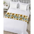 thumbnail image 5 of Xipuska Country Sunflowers Bed Runners for Twin Size Bed, Decorative Bed Throws for Foot of Bed, Retro Pastoral Floral Wooden Plank Bed Runner Sofa Throw Bedding Scarf Protector Slipcover for Bedroom, 5 of 6