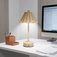 thumbnail image 5 of HAHUT Rattan Table Lamp, LED Rechargeable Cordless Boho Woven Desk Lamp with 3 Color Temperature Touch Control Dimmable for Living Room Bedroom Wedding Decor (Beige), 5 of 10