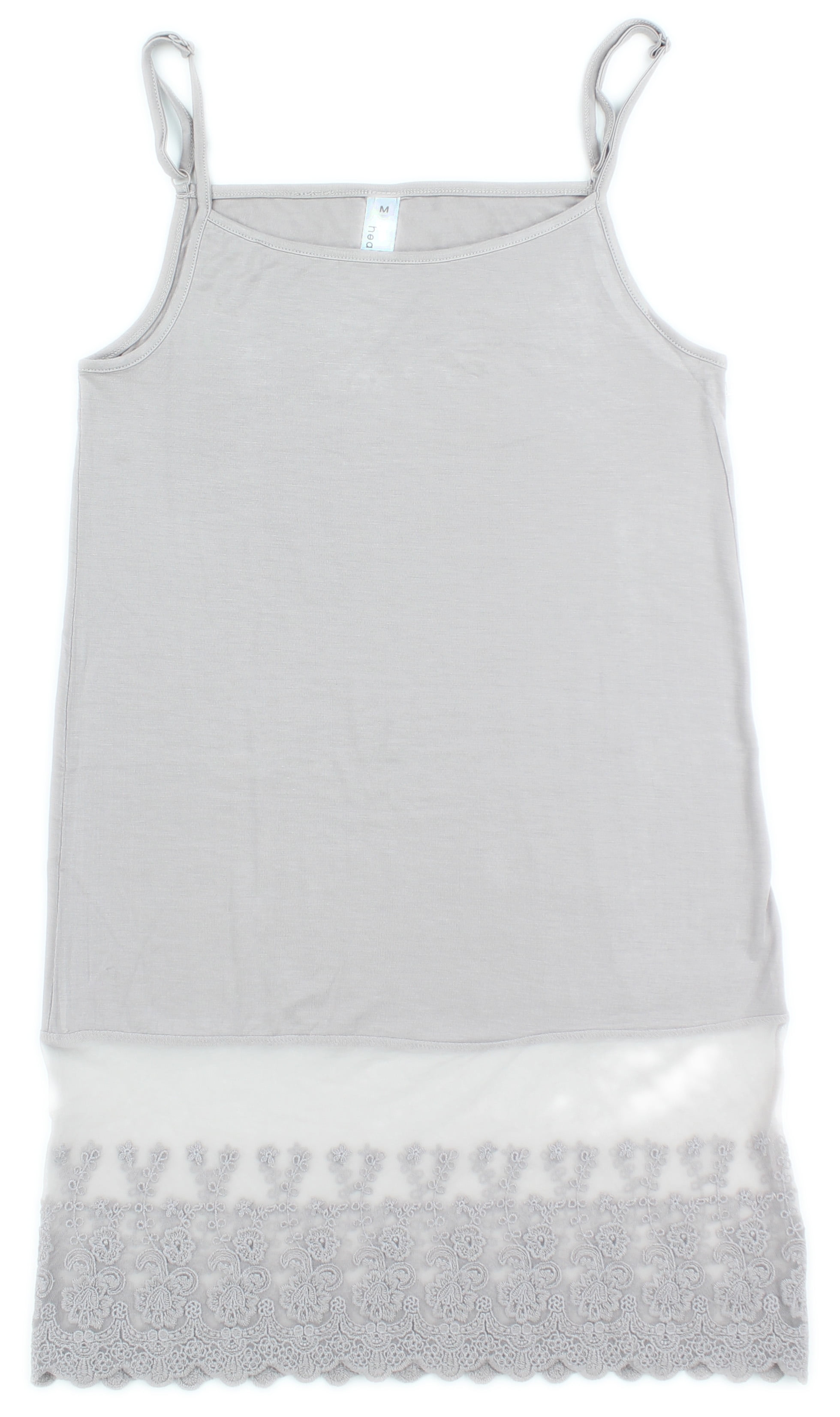 Heathmoor Womens Top Extender Lace Trim Bottom Camisole Extra Long Tank