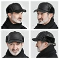 thumbnail image 6 of Leather Newsboy for Men, Leather Head , Ear Protection Hats, Plush Earmuffs Hat for Middle-Aged Elderly Men, 6 of 7