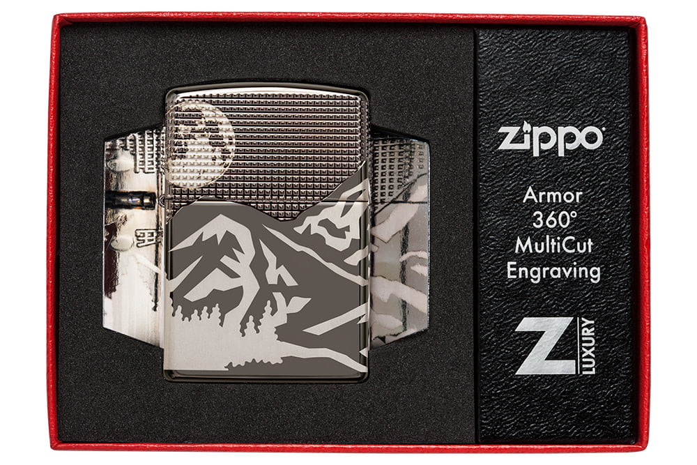 Zippo Armor Geometric Weave Design High Polish Black Ice Pocket Lighter 