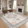 thumbnail image 4 of Janvonne 6'x9'Bohemian Grey-brown Area Rug, Washable Non-Slip Boho Carpet, Vintage Distressed Oriental Rug for Living Room Bedroom Nursery, 4 of 8