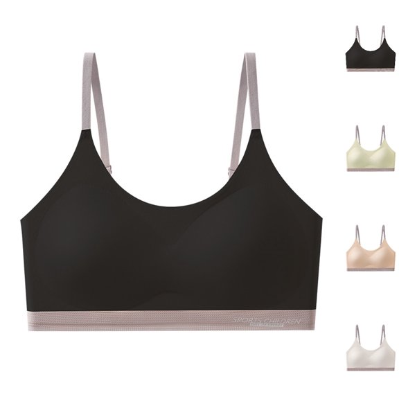 Bmisegm Sports Bra Girls Adjustable Sports Vest for 12-16 Years School Development Bra Girls Black 14-15 Years