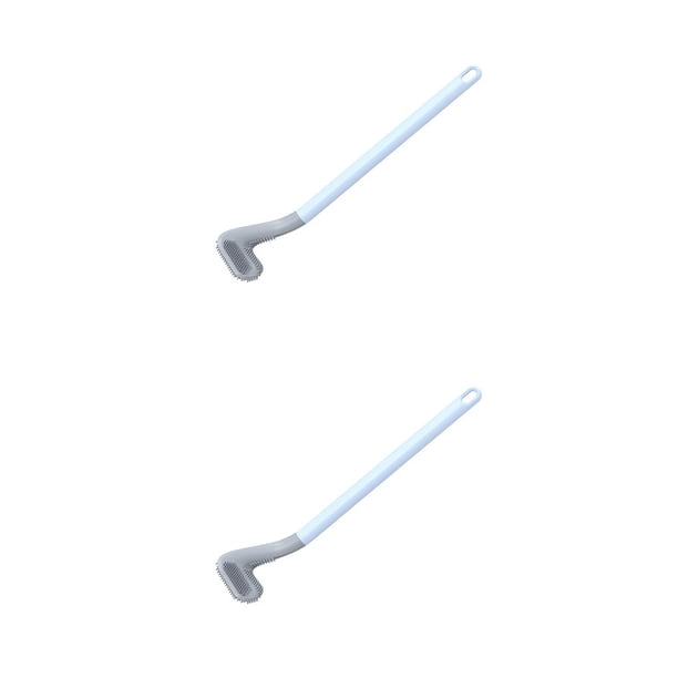 Wosthever Escobilla de baño con mango largo, cepillo montado en la pared, herramienta de limpieza con forma de palo de golf para baño, verde Azul 2Conjunto