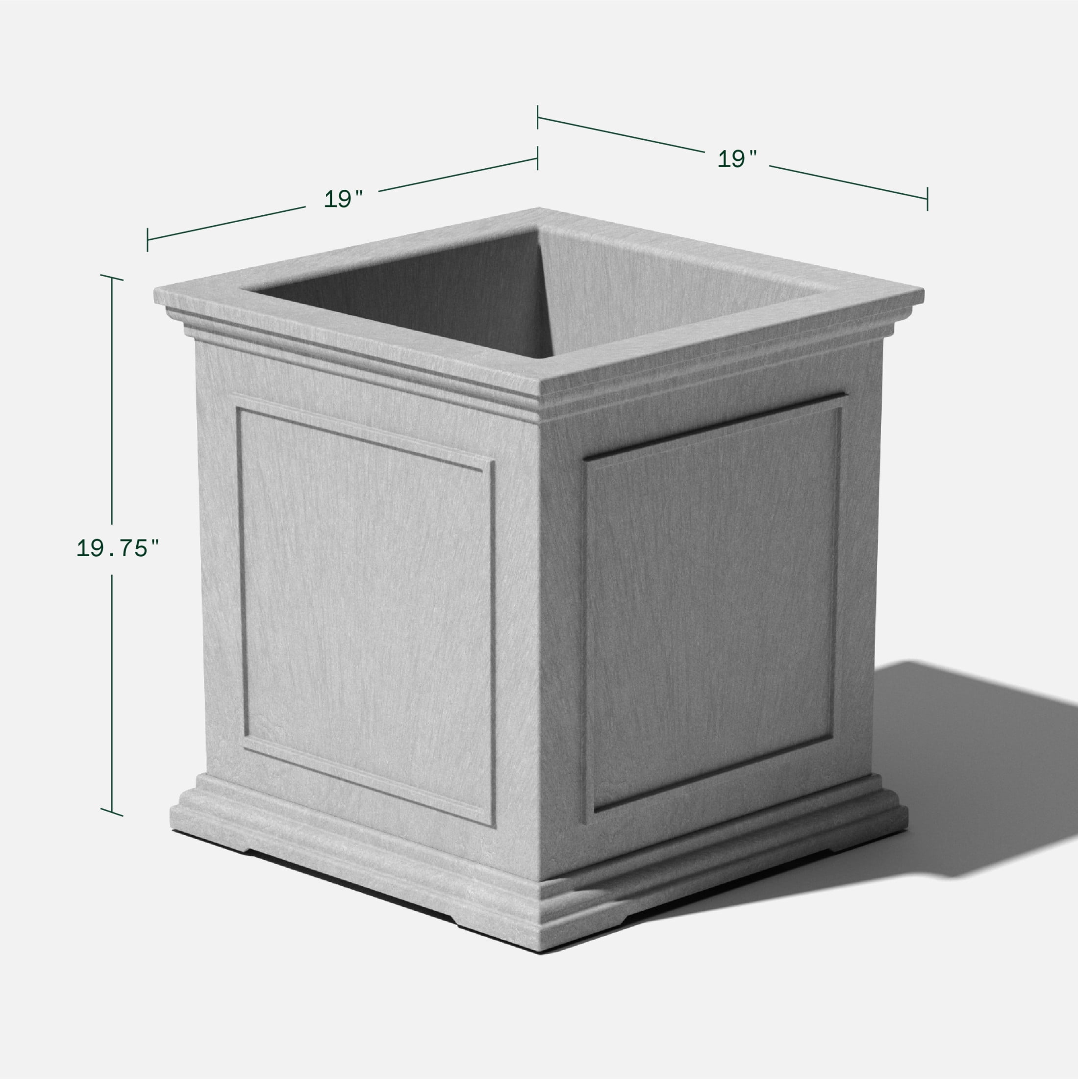 Veradek Brixton Cube 20" Plastic Planter - Gray