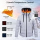 thumbnail image 3 of Oucaili Chaqueta térmica para hombre, abrigo térmico eléctrico, prendas de vestir con capucha de invierno, chaquetas cálidas con calefacción para exteriores con paquete de batería de 10000mAh, 3 of 10