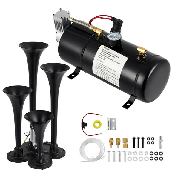 Towallmark 0.8 Gallon 120 PSI Train Horn Kit, Truck Air Horn, Air Horn Kit with 4 Horns 150DB Compressor for Pickup Trucks Cars Motorcycles SUV Jeep RV