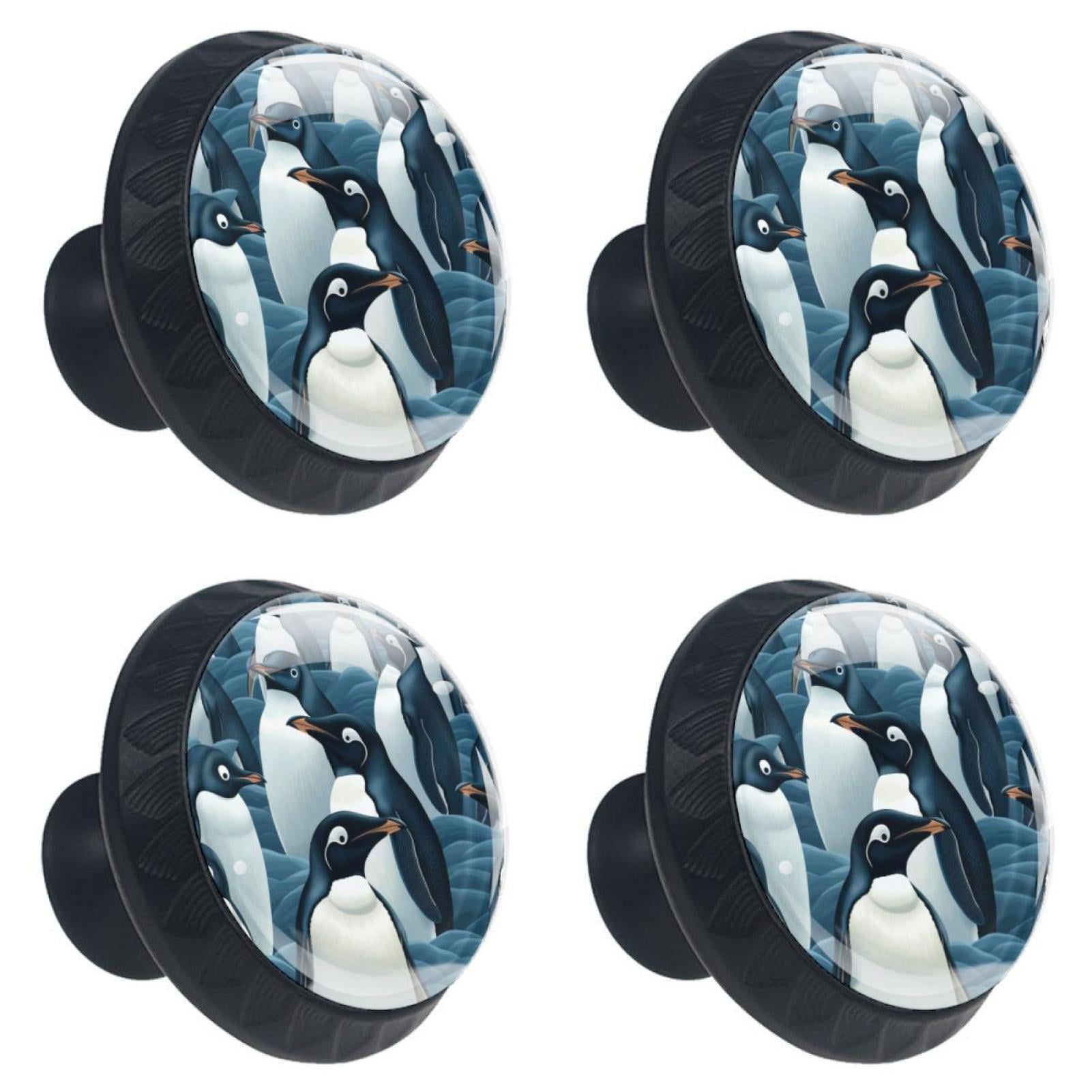 4 Pcs Penguin Knobs for Kitchen Cabinet Cupboard Dresser Bookcase Drawer Pulls Handles Round Home Decor