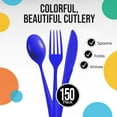 thumbnail image 3 of Crown Display Dark Blue Party Supply Set - 150-Piece Disposable Cutlery Combo, 3 of 7
