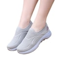 thumbnail image 2 of Domuza Orthopedic Athletic Shoes for Women Knit Slip On Sneakers with Soft Sole for Comfortable Casual Running and Everyday Wear Light Gray 8.5（EU-41）, 2 of 6