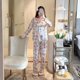 thumbnail image 1 of Conjunto de Pijama de rayas de cebra para mujer, ropa de dormir femenina con solapa de satén de seda sintética, camisa de manga larga, pantalones, ropa de casa, 2 piezas, 1 of 4