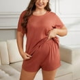 thumbnail image 5 of AherBiu 2 Piece Short Pajamas Sets for Women Plus Size Short Sleeve Tops Shorts Lounge Set Comfy Sleepwear, 5 of 5