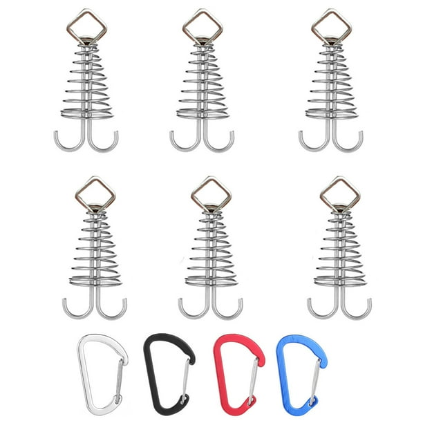 Ancla de toldo con estacas para tienda de campaña, clavija de cubierta con hebilla de resorte y Clips de mosquetón para acampar al aire libre, 6 uds. Zhivalor CPB-SSW1865-2