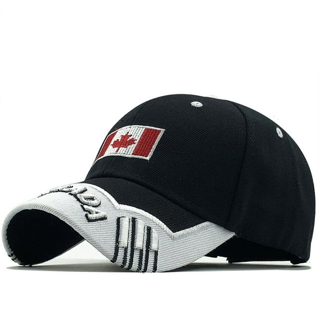 Gorra de béisbol de algodón bordada en dos tonos con la bandera de Canadá