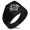 Black, variant on Stainless Steel Healing Lotus Om Needle Stripe Pattern Biker Style Polished Ring