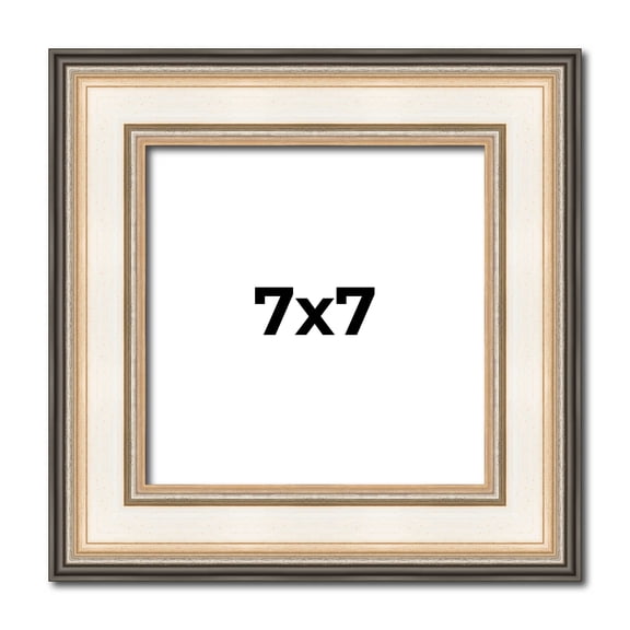 7x7 Frame Gold Silver Plein Aire 2" Inch Wide Moulding Solid Wood Picture Frame | Modena Collection