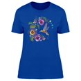thumbnail image 2 of Smartprints Womens Graphic Tee - Violet Flowers & Hummingbird - Regular Fit 100% Cotton, 2 of 3