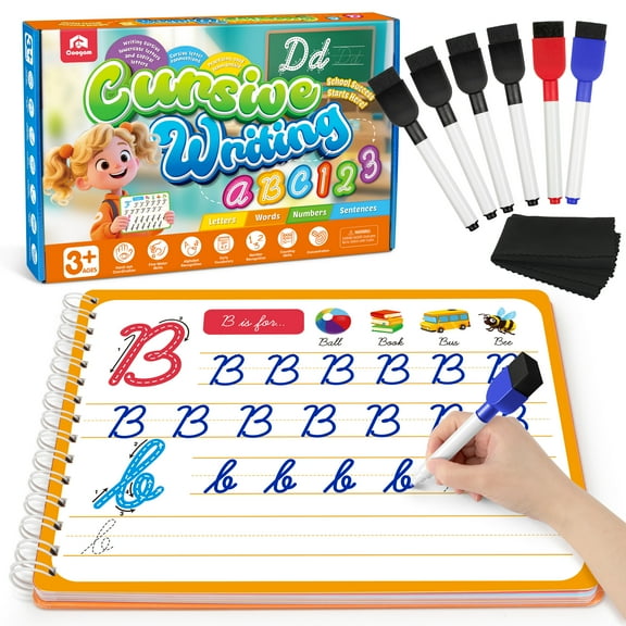 Coogam Magic Practice Copybook for Kids Age 3-12, Dry-Erase Writing Practice Book - Cursive Handwriting Aid With Alphabet Nmubers Words Sentences for Children and Beginners