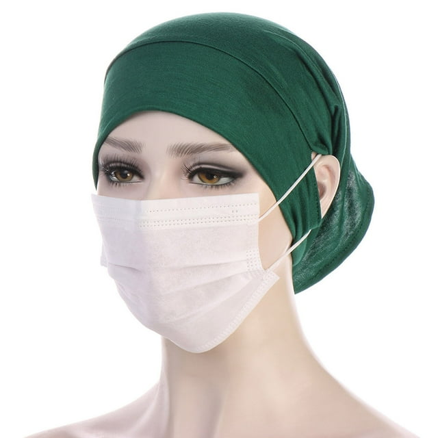 ManxiVoo Stretch Hijab Undercap Soft Inner Head Cover with Ear Holes for Daily Wear Comfortable Fit Green
