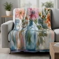 thumbnail image 2 of Spring Flowers Blanket Soft Cozy Warm Throw Blanket for Couch, Plush Fuzzy Flannel Fleece Blankets for Sofa, Vintage Watercolor Rustic Floral Leaves Bed Blankets Lightweight Gifts for Women, 40"x50", 2 of 9