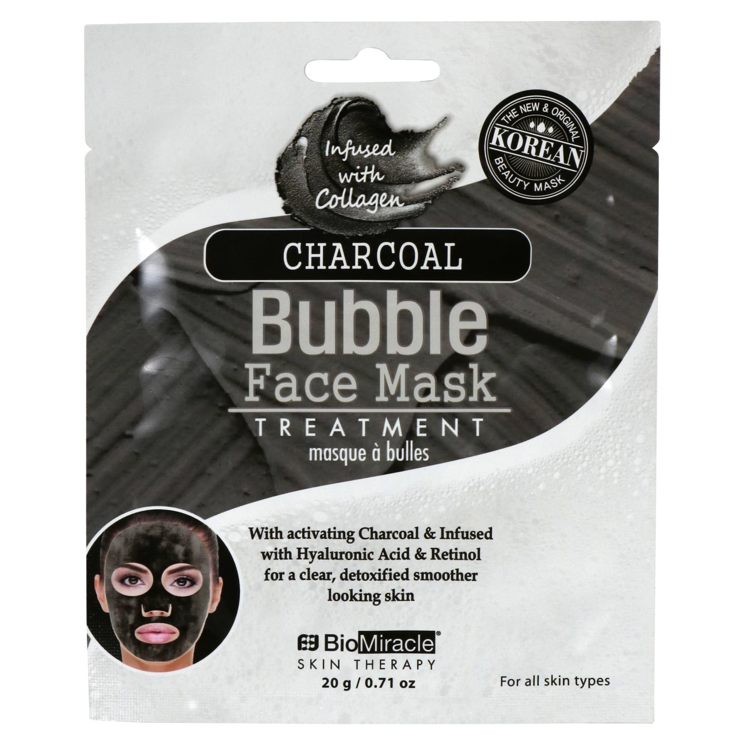 Charcoal Face Mask Korean Skin Care Bubble Face Mask Treatments, 20 g