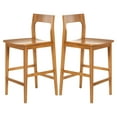 thumbnail image 3 of EYYTHUNG Mid-Century Wood Bar Stools Set of 2, Brown Counter Height Chairs, Dark Natural Oak, 3 of 7