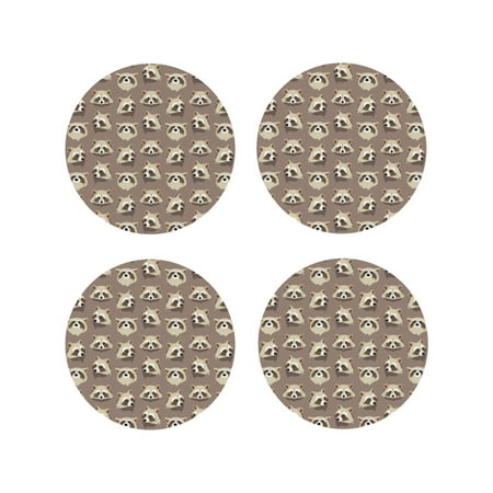 

Leather Coasters with Heat-resistant for Drinks Raccoon -标题2 Round Shape