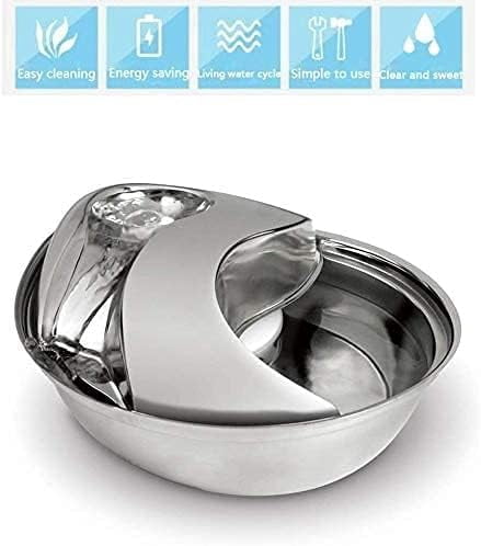 RKXQT Cat Water Fountain Stainless Steel,Pet Fountain Dog Water Dispenser, Pet Drinking Fountain with Replacement Filters for Cats Dogs, Automatic Cat Dog Fountain