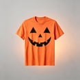 thumbnail image 3 of Glisme Halloween T Shirt For Men Pumpkin Face Graphic Short Sleeve Round Neck Shirt Party Cozy Soft Men Tees Size L Orange, 3 of 4