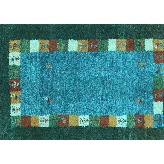 Ahgly Company Indoor Rectangle Abstract Light Blue Contemporary Area Rugs, 5' x 7'