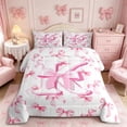 thumbnail image 2 of Meiyoeat Kawaii Bow Initial K Full Size Comforter Sets 3 Pieces for Kids, Cartoon Girly Bow Bedding Sets for Bedroom, Pink White,Pink Reversible, 2 of 7