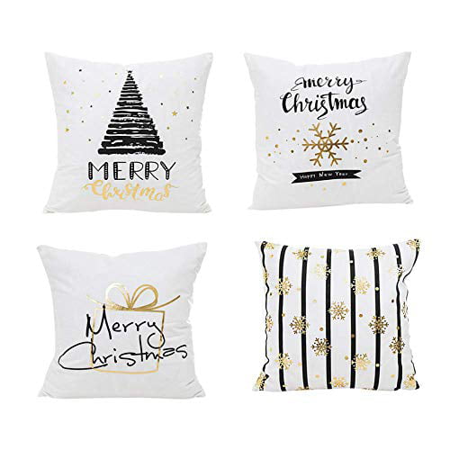 Set of 2 Sofa Holiday Decorations Home Décor Merry Christmas Reindeer Pillowcases Cushion Case for Porch Outdoor Bed Couch Patio Christmas Pillow Covers 18x18 Inch 