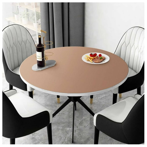 Artificial Leather Tablecloth, Wipeable Tablecloth, Round Tablecloth, Washable Waterproof Can Be Used on Both Sides Tablecloth for Dining Table Kitchen