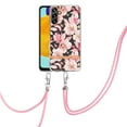 thumbnail image 4 of Flower Pattern Case for Samsung Galaxy A14 5G, Detachable Shoulder Strap Lanyard Crossbody Slim Lightweight Floral Cover with Soft Silicone Shockproof Drop Resistant Case,Pink Flower, 4 of 7
