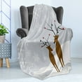 thumbnail image 4 of Christmas Soft Flannel Fleece Throw Blanket, Reindeers at Noel Time Yule with Snowflakes in Winter Santa Print, Cozy Plush for Indoor and Outdoor Use, 50" x 60", Brown Pale Grey White, by Ambesonne, 4 of 5