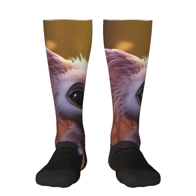 Balery Adorable Fluffy Bat Calcetines novedosos Calcetines deportivos Calcetines hasta la rodilla Calcetines de algodón Calcetines originales y geniales