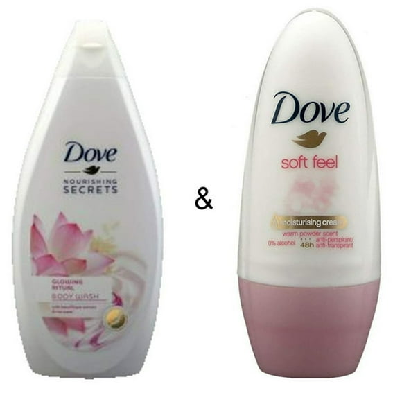 Body Wash Glowing Ritual 500 by Dove & Roll-on Stick Soft Feel 50ml by Dove