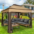 thumbnail image 3 of SANOPY 11 x 11 ft Outdoor Patio Gazebo with Ventilated Double Roof and Mosquito Net, Pop up Steel Canopy for Patios, Backyard, Garden and Beach, 3 of 13