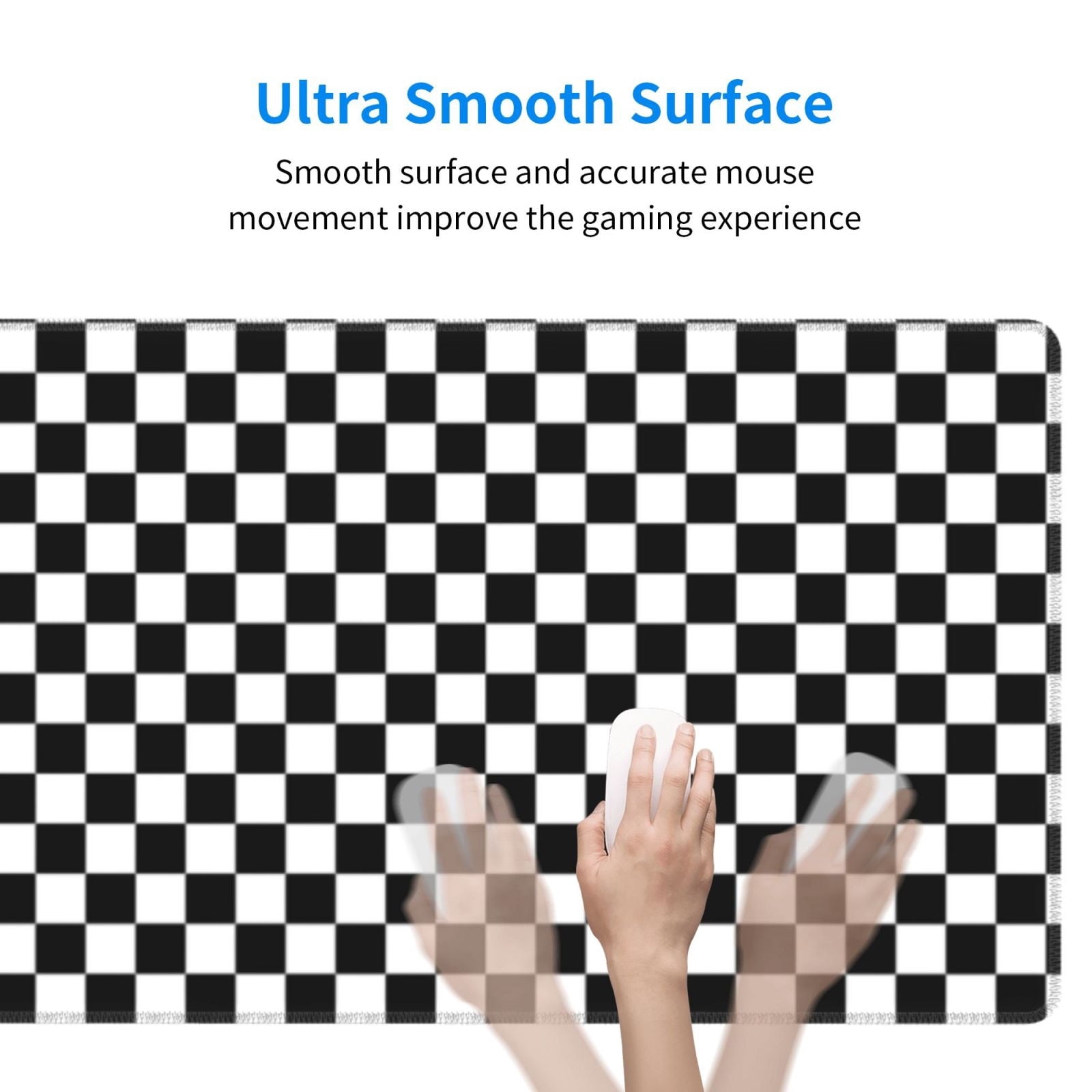 Large Gaming Mouse Mat Black White Checkered Pattren Long Extended Mousepad Desk Mat Non-Slip Rubber Micepads (31.5 X 11.8 Inches)\r\n
