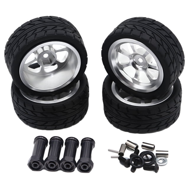 Bewildely RCGOFFLOW-llantas duraderas de aleación de aluminio, neumáticos para llantas de control remoto 1/14, Wltoys 144001, pieza de coche a Kits de construcción modelo Plata