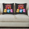 thumbnail image 3 of Set of 2 18x18in Throw Pillow Covers - Retro Boombox & Cassette Tape Design Colorful Patterns for Couch Bed Car Decor, 3 of 8