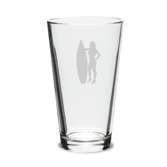 Surfer Deep Etched 16oz Pub Glass
